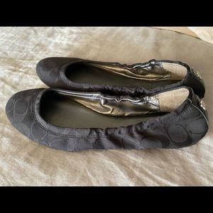 Coach matte black ballet flats. Canvas material